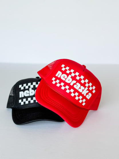 Nebraska Check Trucker Hat