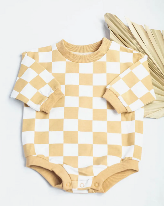 Organic Cotton Check Bubble Romper